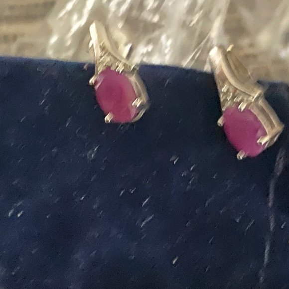 NEW  Sterling Silver   & RUBY  hanging  studs - Picture 1 of 3
